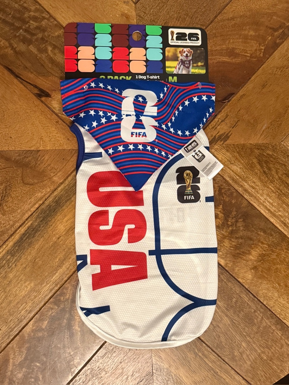FIFA World Cup 2026 USA Dog Jersey & Bandana Set – Size Medium